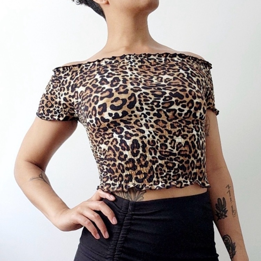 Orange Kiss Cropped Top Leopard XL